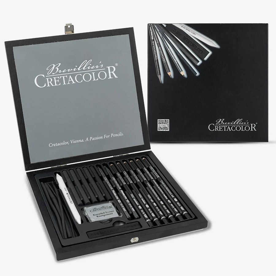 Cretacolor Black Box fa dobozos 20 db-os exkluzív szén- és rajzkészlet