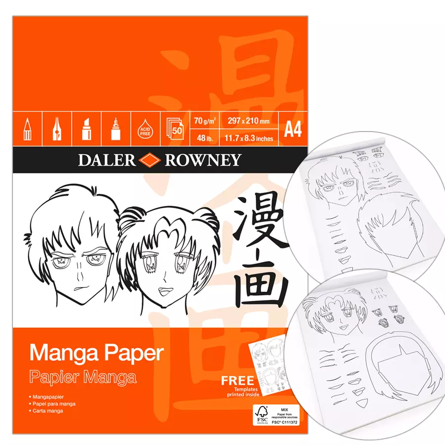 Manga markertömb karaktersablonnal Daler-Rowney A4