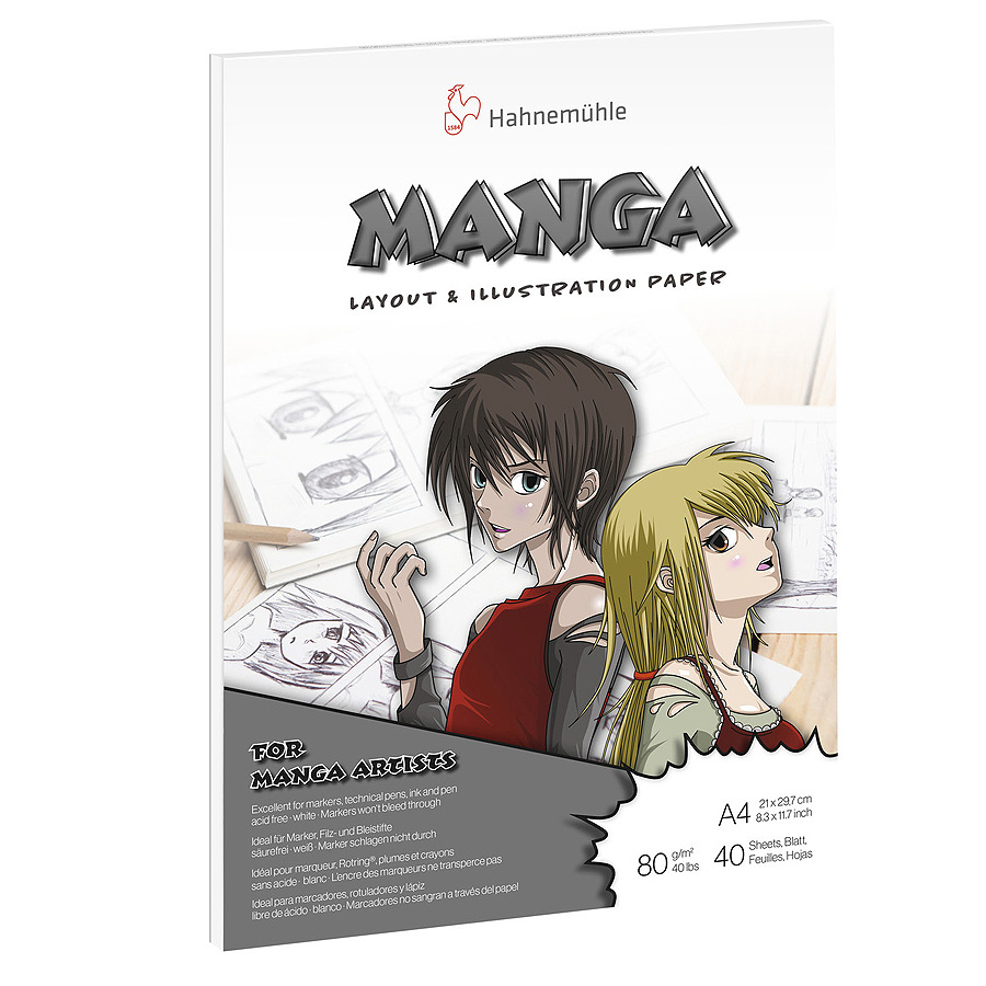 Hahnemühle Manga rajztömb A4 méretben 80 oldal színes manga képpel az elején