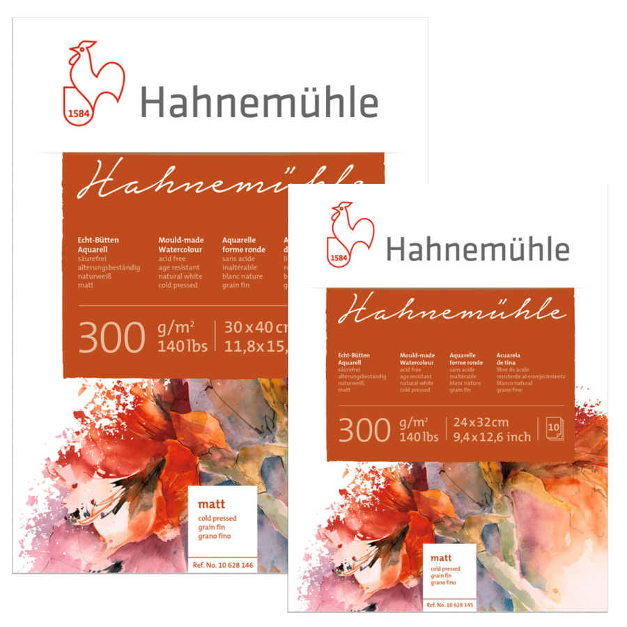 2 db különböző méretű Hahnemühle akvarelltömb egymásra helyezve 