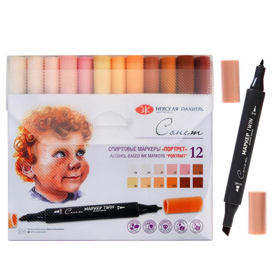 Sonnet kétvégű alkoholos marker portré 12 darabos készlet